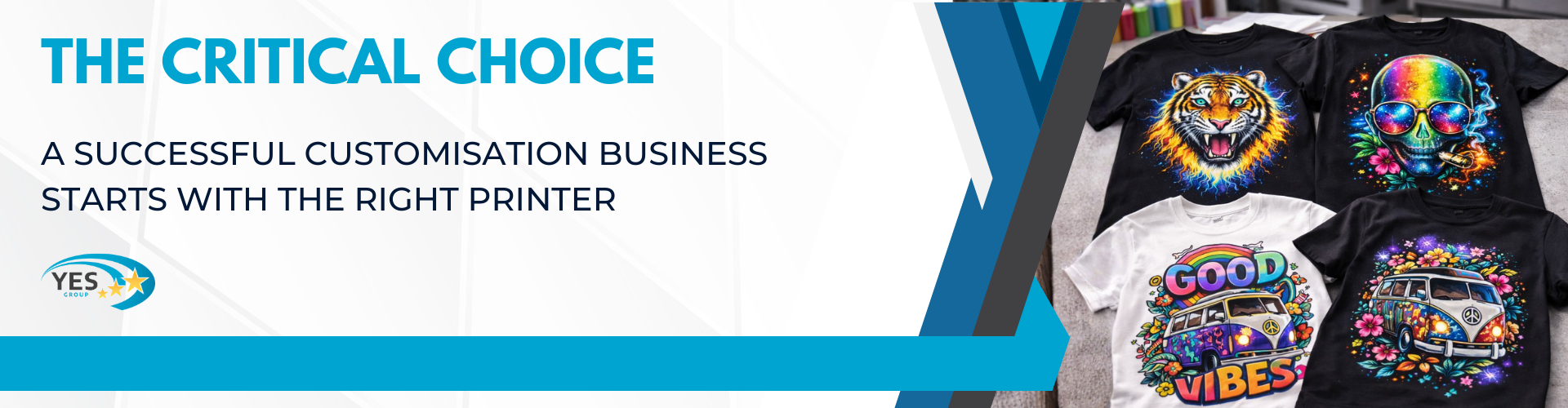 The critical choice - A successful customisation business starts with the right printer, next to 4 tees showing different images