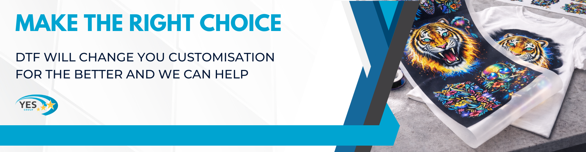 Make the right choice - DTF will change your customisation for the better and we can help, beside a transfer sheet and tee