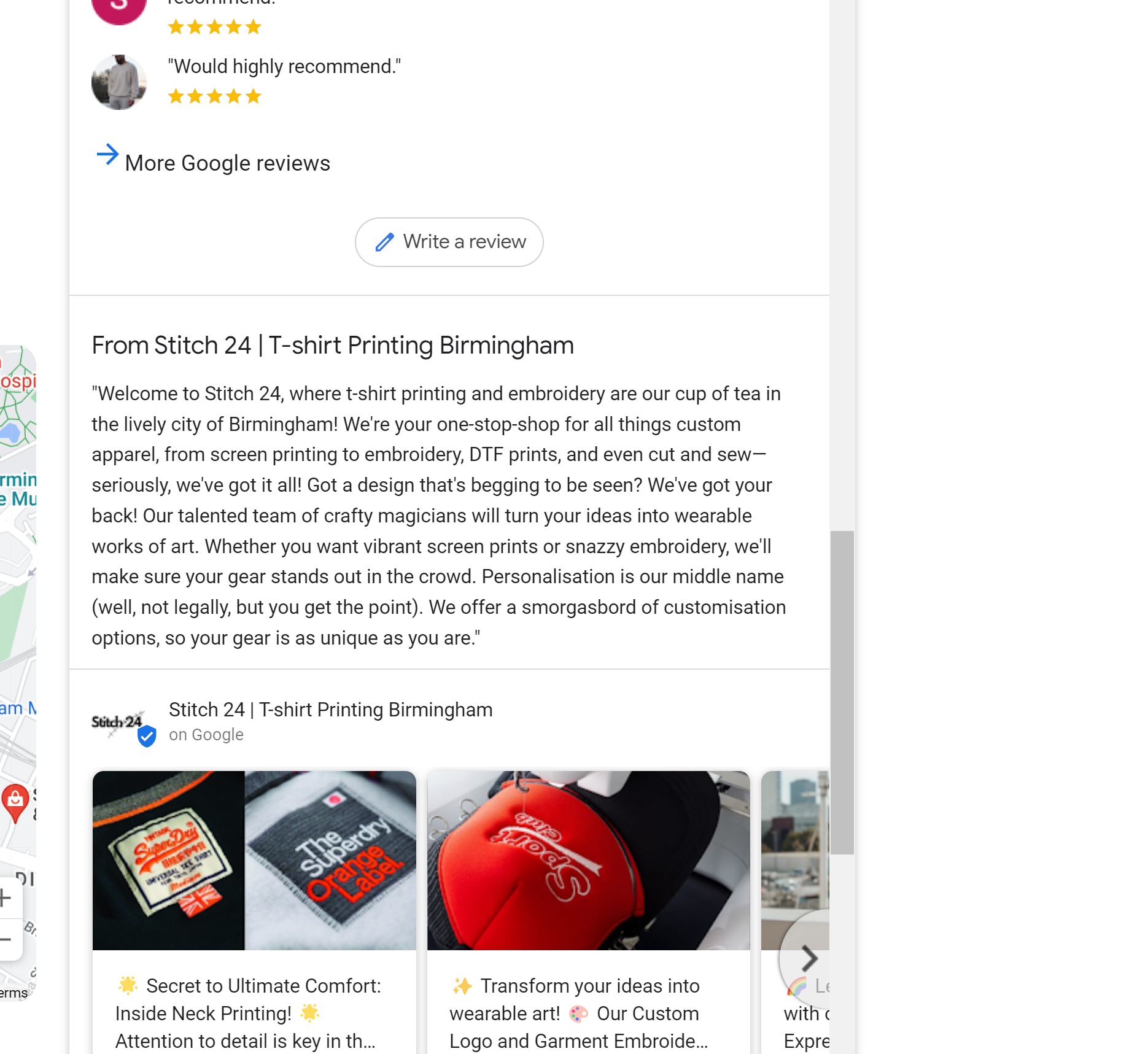 description example for google business profile