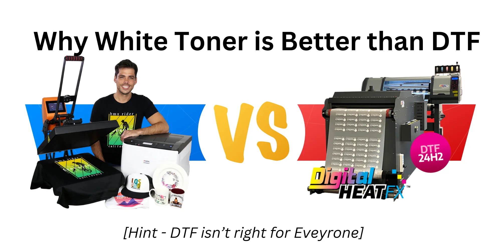 White Toner Printing vs DTF - white toner wins