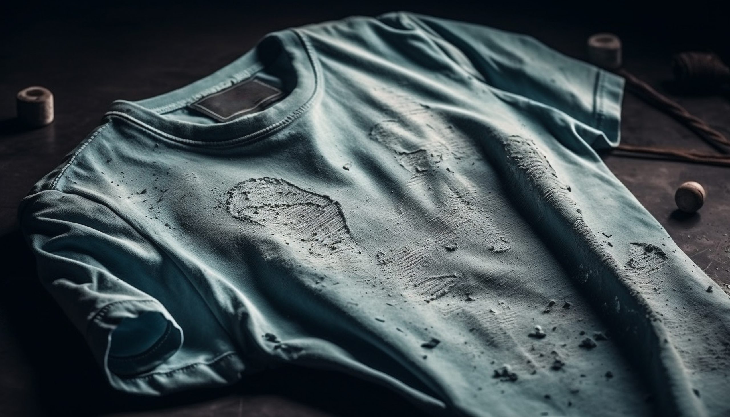 Blue jeans fashion layout on wooden table