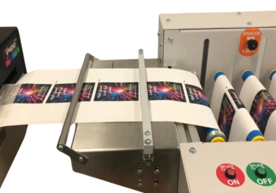 LF220HS printer side view in action