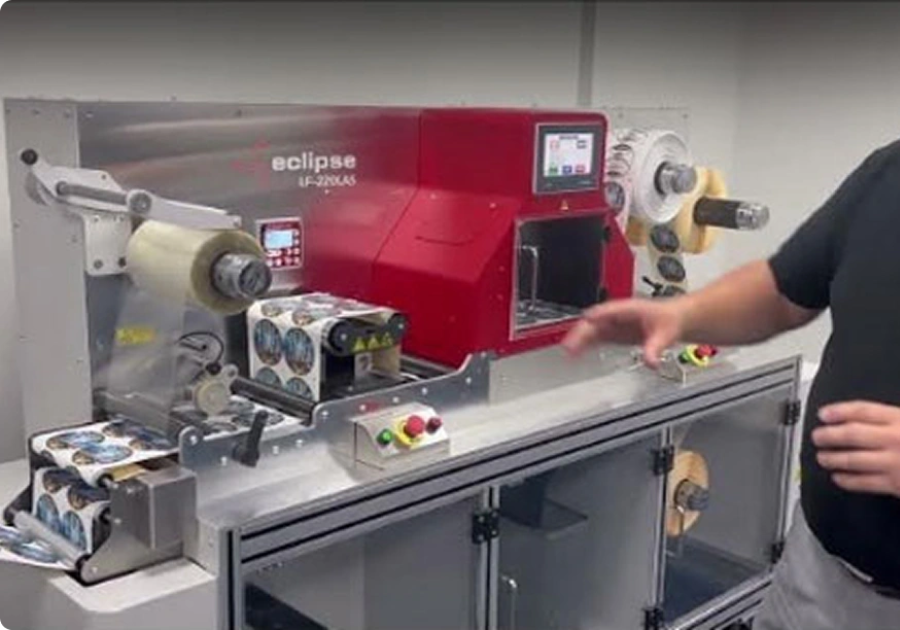 LF220 LAS printer side view in action