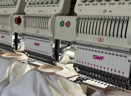 multi head embroidery machine running