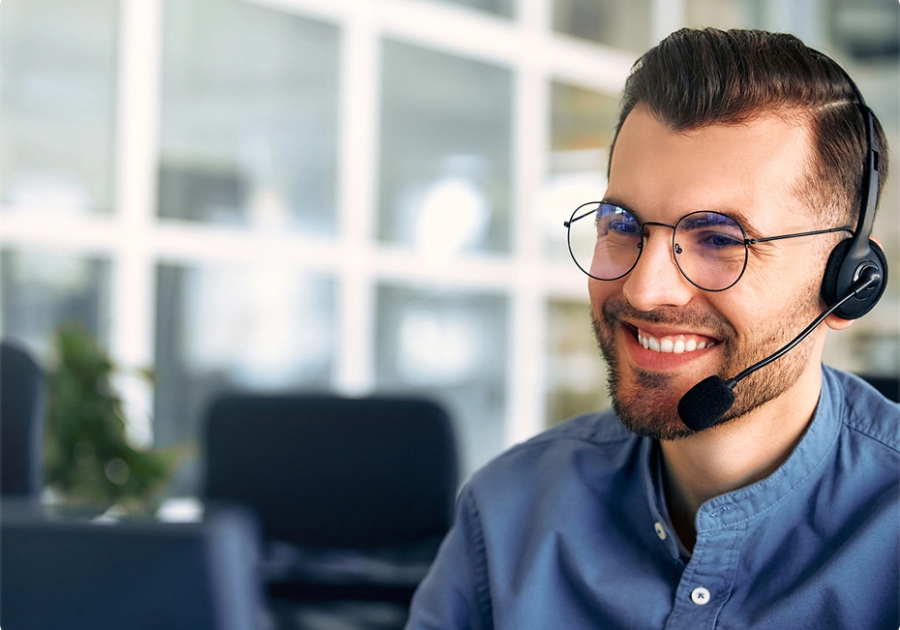 Customer support representative assisting clients