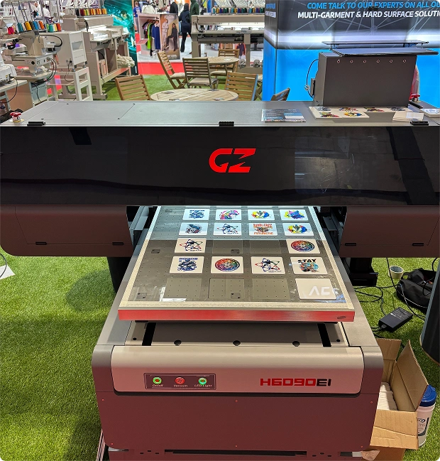 UV printing machine in action